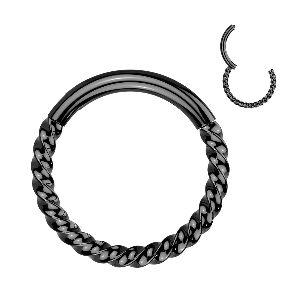 16G Titanium Braided Hinged Segment Hoop For Septum, Ear, & Lip Piercings